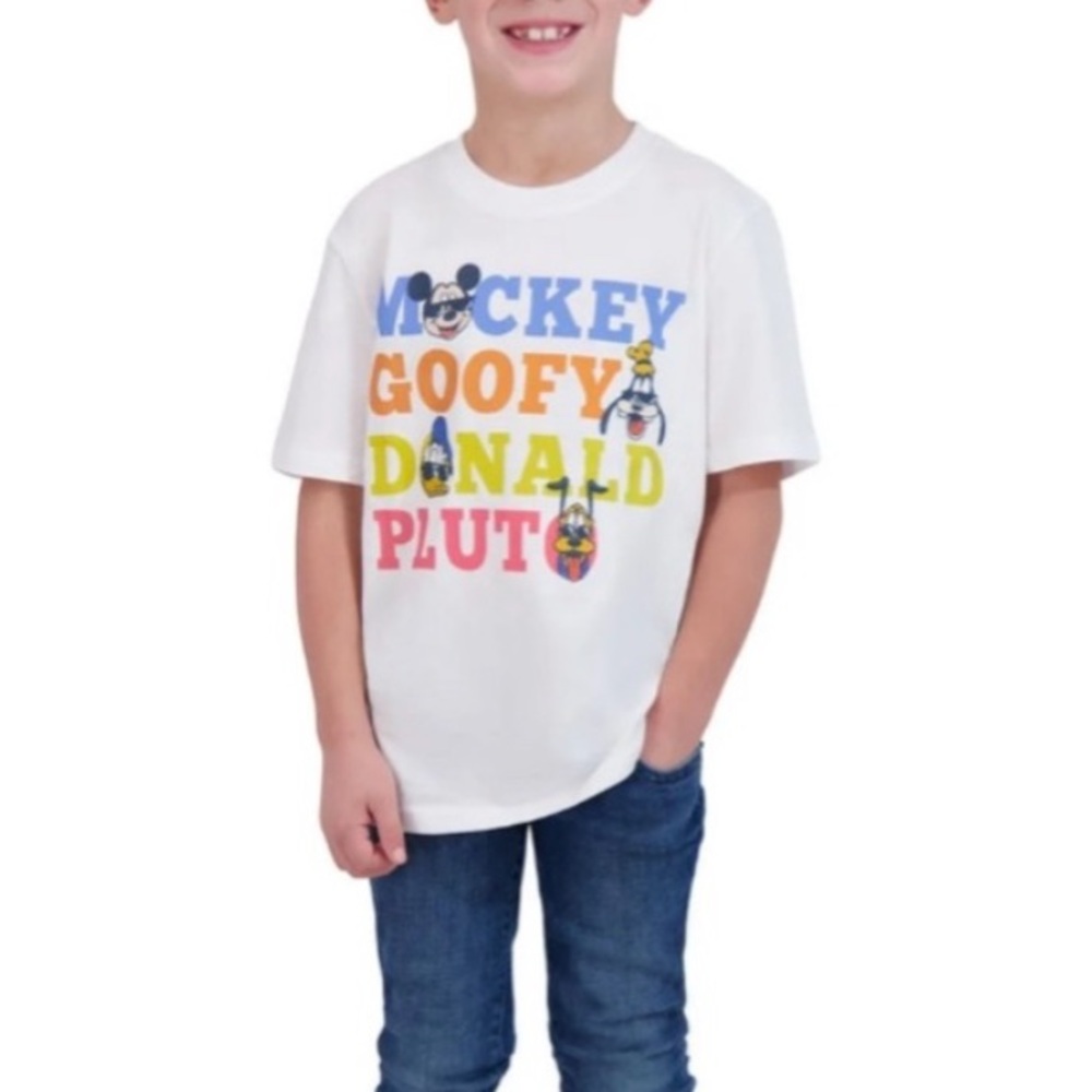 Disney White T-Shirt with Mickey & Friends Print Size XS